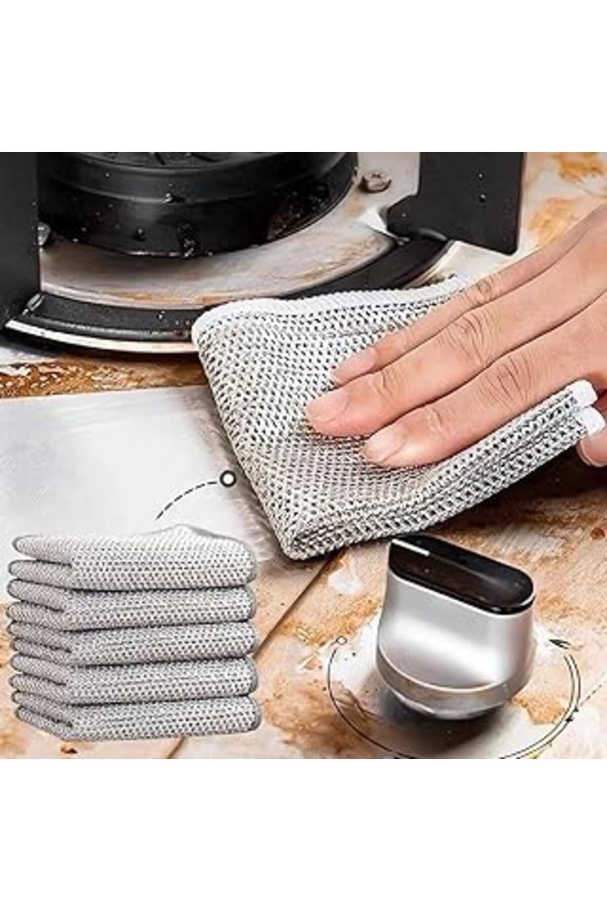 Qedii Çizilmez Naylon Tel Bulaşık Bezi – 20X20 Cm, Islak Ve Kuru Kullanım, Tencere Tava Tezgah Yağ Temizl