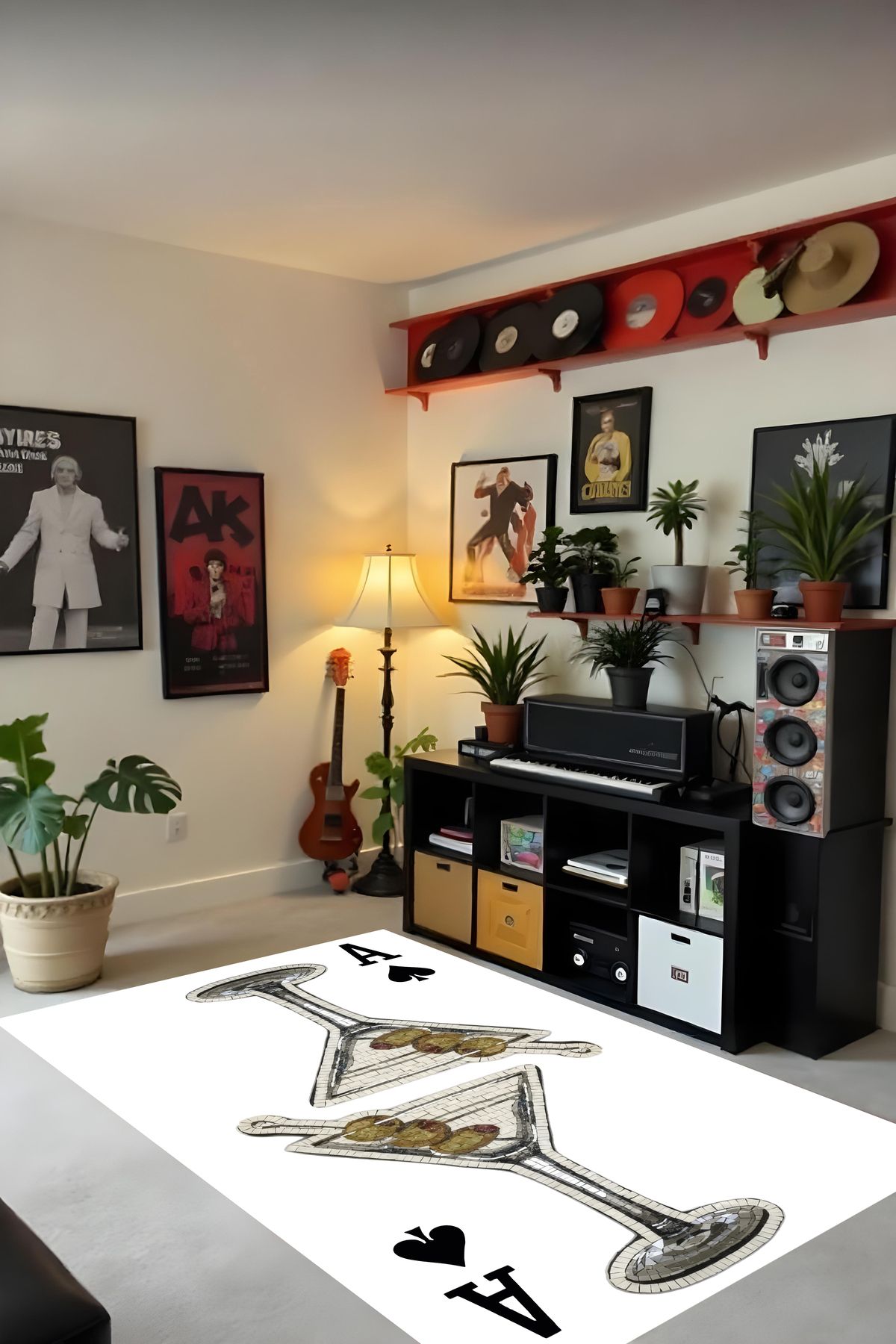 Liriya Dijital Baskı Modern Tarz Kaymaz Taban Leke Tutmaz Makinada Yıkanabilir Salon Halısı Genç Oda Halısı