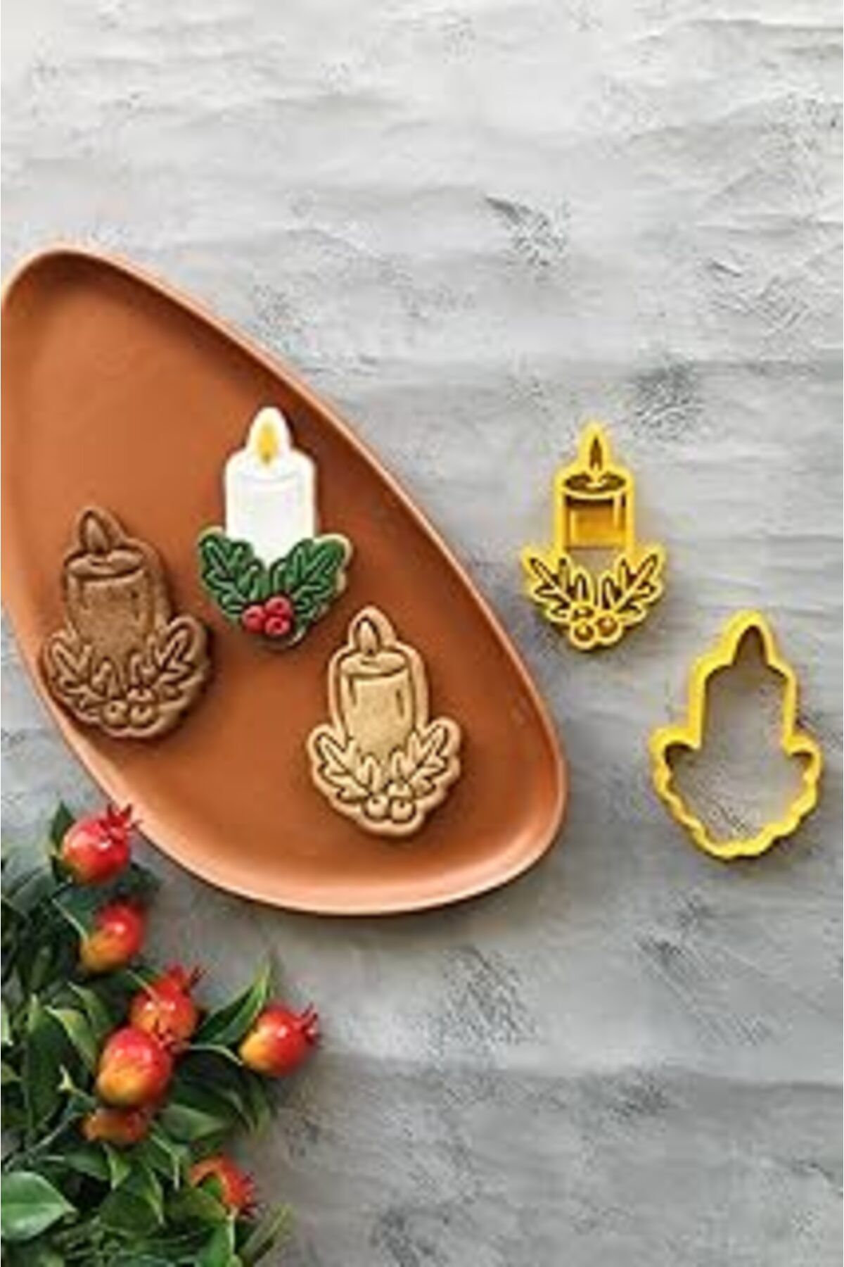ASİTAN Cestopieno Sarı Kokina Çiçekli Mum Hamur Şekillendirici/Kurabiye Kalıbı/Seramik Kalıbı / 6X9 Cm