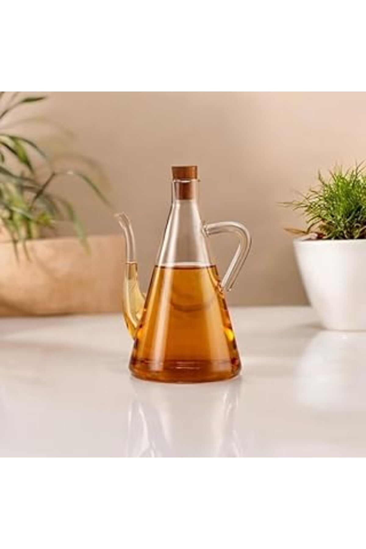 ASİTAN Akasya Tıpalı Kapak Borosilikat Cam Yağdanlık Sirkelik Yağlık Sosluk 500Ml