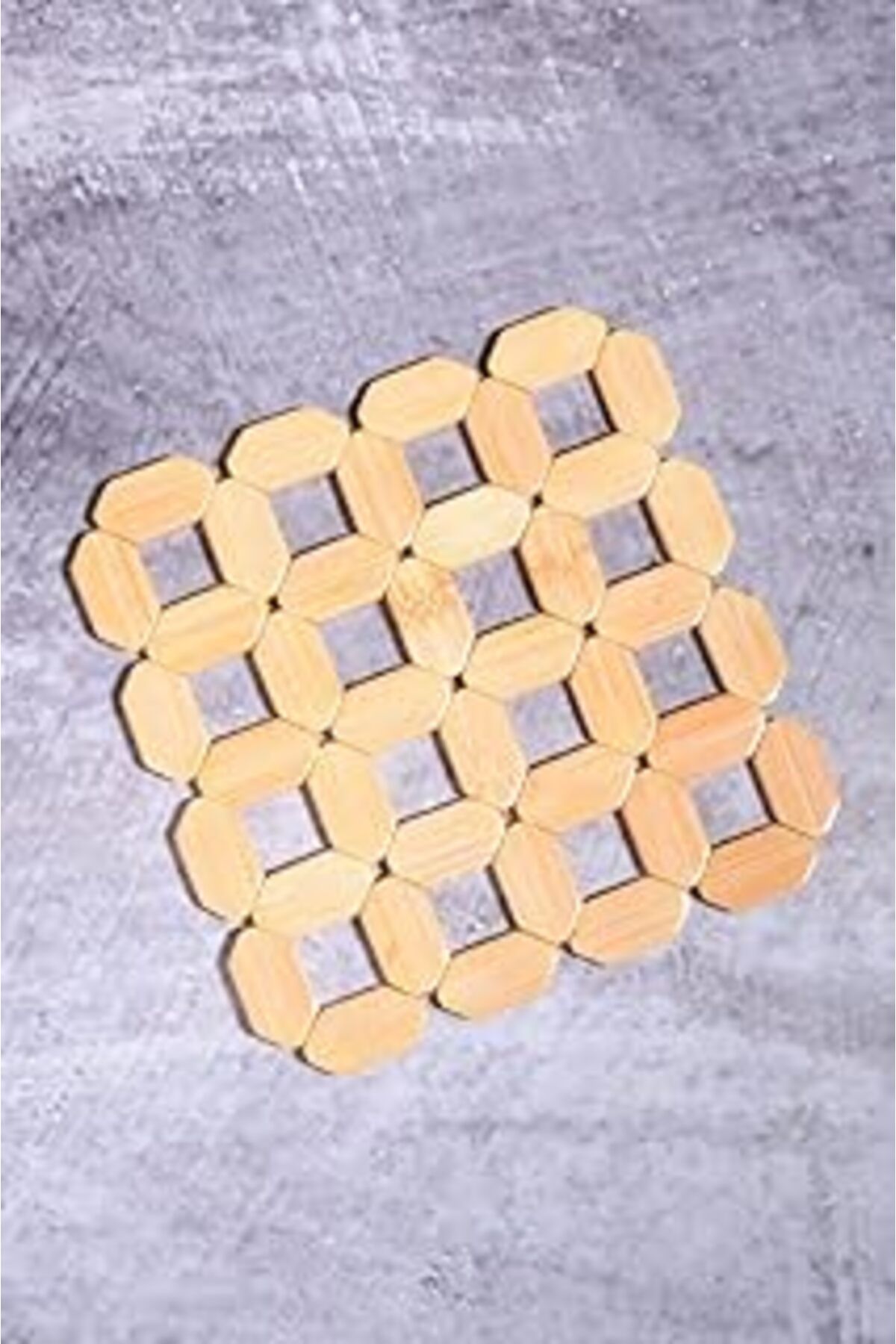 Mu Art Ahşap Bambu 18 Cm Kare Nihale Çaydanlık Altlığı Tencere Altlığı