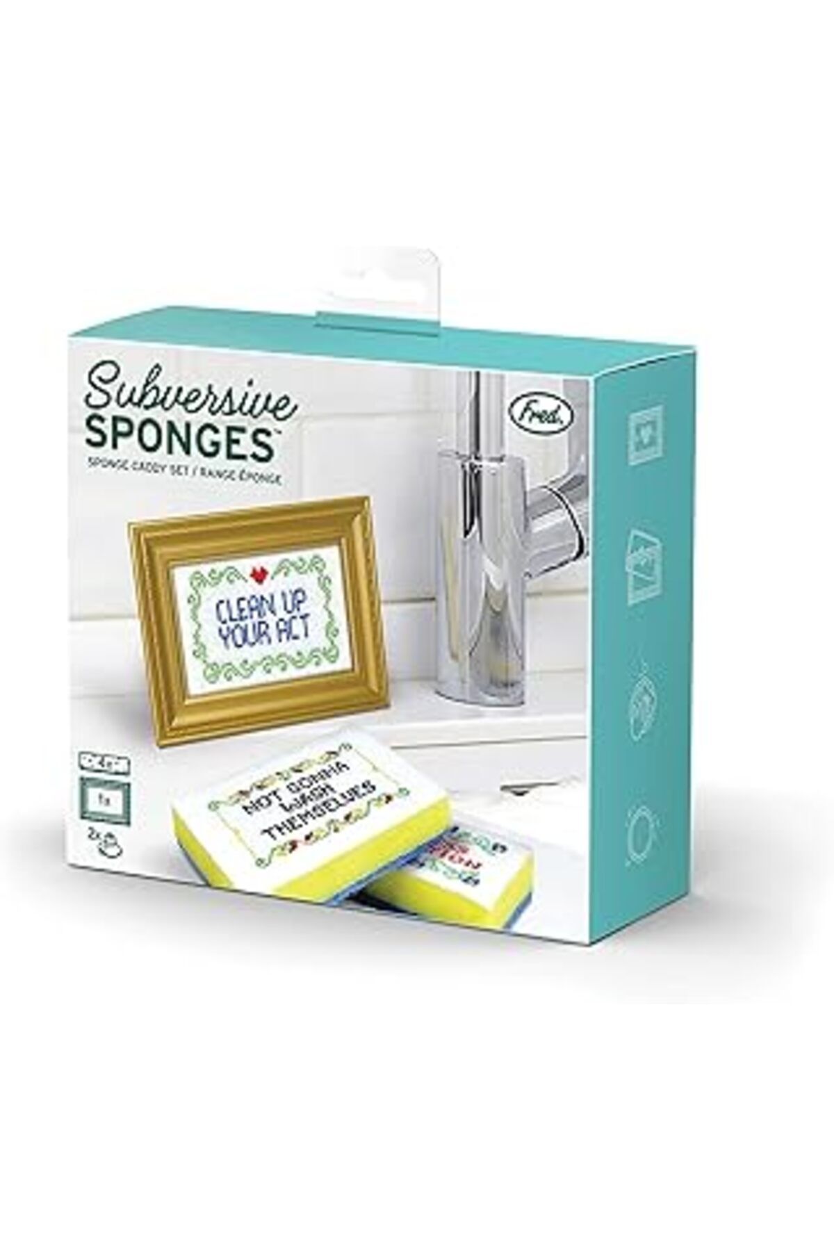 Qedii Fred Genuine Yıkıcı Süngerler, 4 Benzersiz İşlemeli, Muticolor İçerir