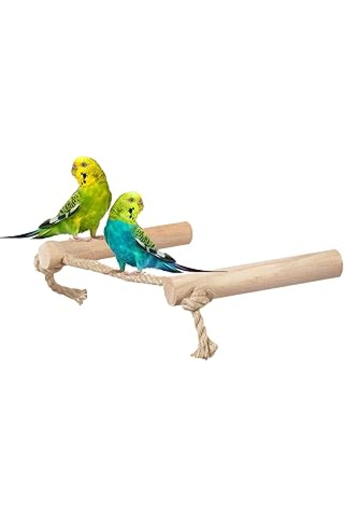 Mu Art Ahşap X-Perk Ağaç İpli Kuş Tüneği Jüt Halatlı Tünek 2 Li Set Boy 15 Cm Çap 20 Mm