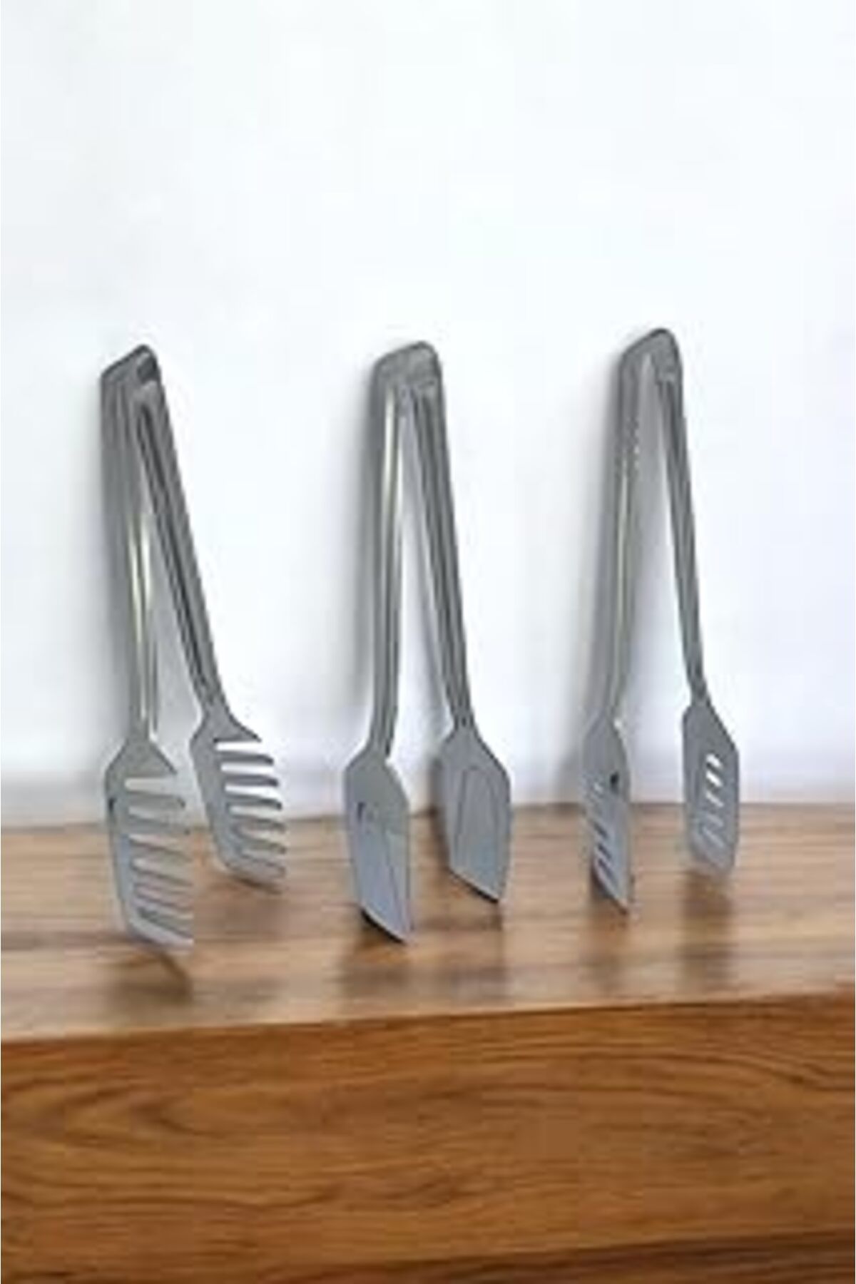 ASİTAN 3 Lü Paslanmaz Çelik Makarna/Salata Ve Pasta/Börek Maşası- 3 Parça Maşa Seti- 23 Cm