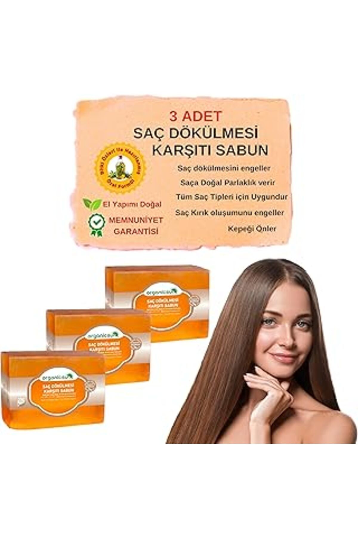 Mu Art Ahşap Organicsun Doğal Saç Dökülmesi Karşıtı Sabun 140 Gr X 3 Adet Tüm Saç Tipleri İçin Kepek Karşıtı