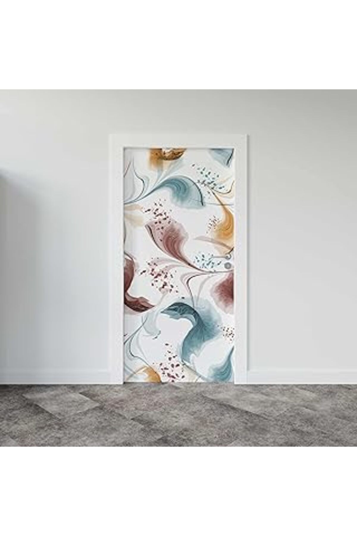 Mu Art Ahşap Kapı Giydirme Kapı Sticker Folyosu Soyut Suluboya