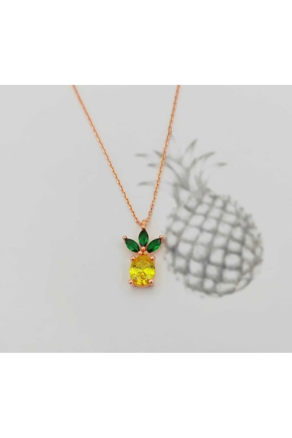 ED CAESAR Gümüş Zirkon Taşlı Ananas Kolye 925 Ayar