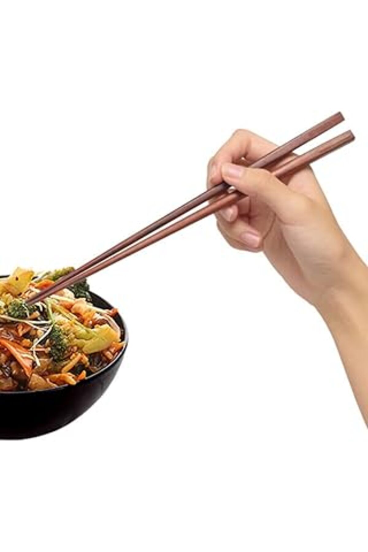 Mu Art Ahşap Mobee Uzun Ömürlü Chopsticks - 10 Set Çin Yemeği Çubukları