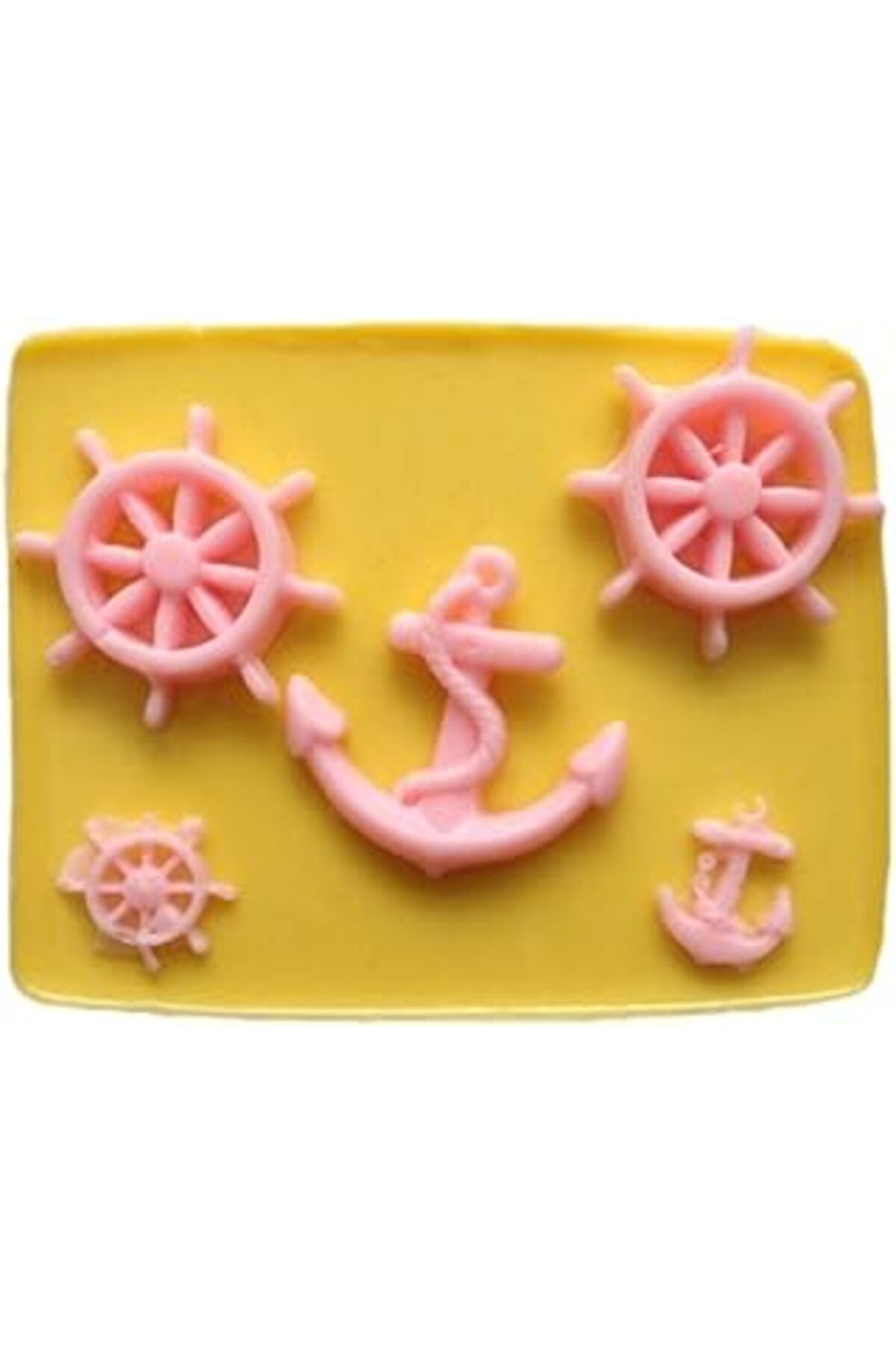 Mu Art Ahşap Dümen Ve Çapa Şeklinde Silikon Pasta Ve Seker Hamuru Kalibi 3x3x1 Cm De-08