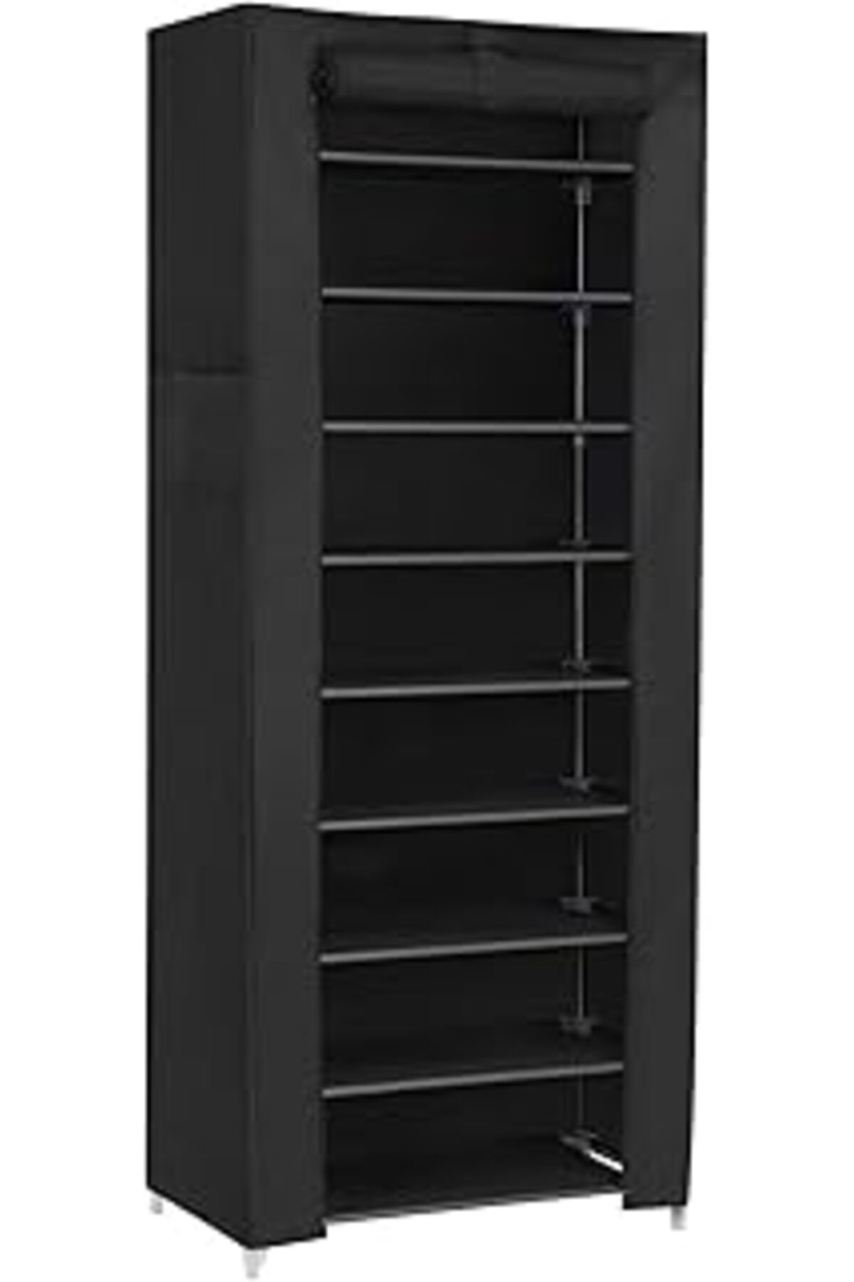 Qedii Songmics Toz Geçirmez Örtülü 10 Katlı Metal Ayakkabı Rafı, Siyah, Rxj10h
