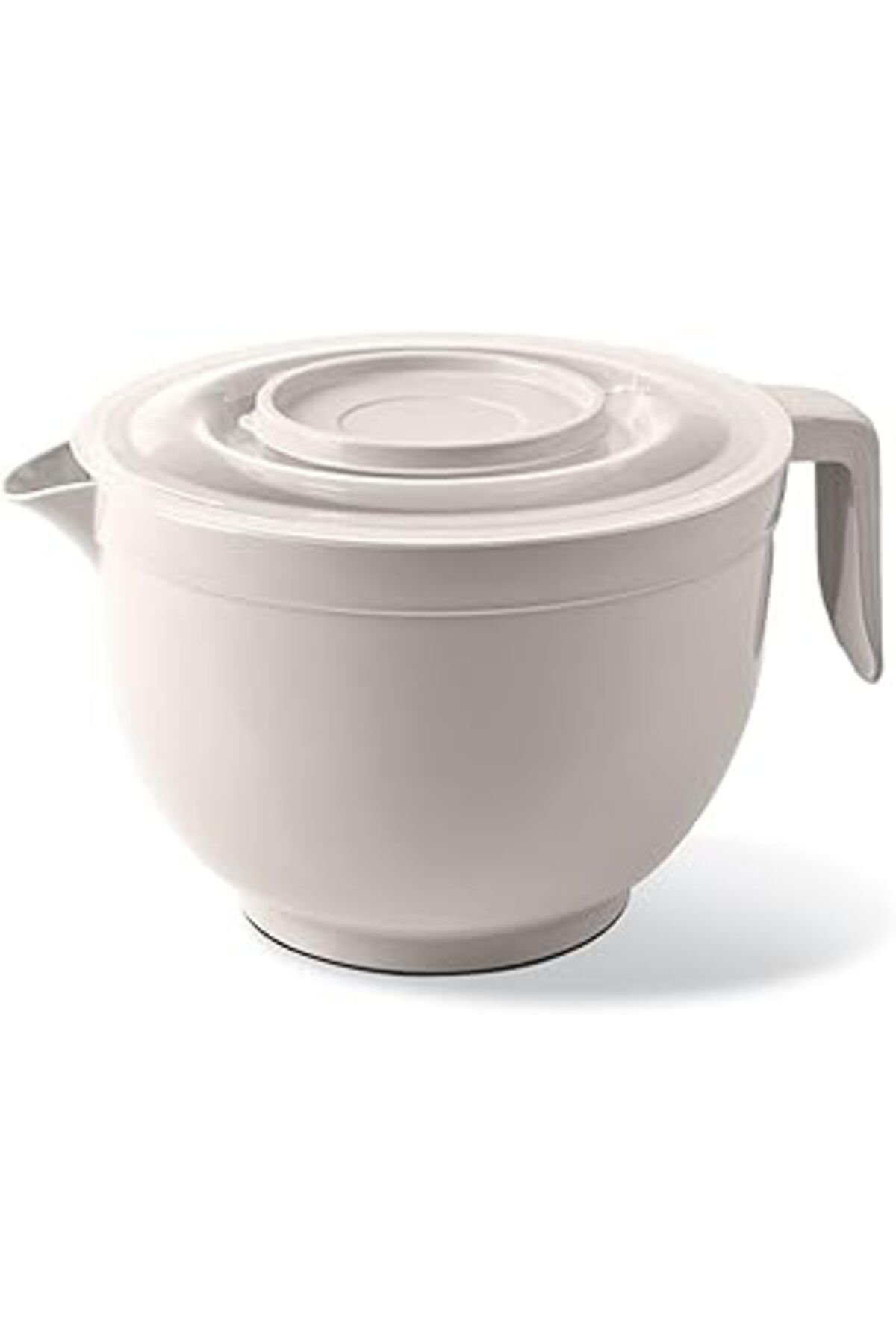 Mu Art Ahşap Melkan Home Karıştırma Kabı & Mikser Kase Kapaklı Mikser Kase 3 Litre Çırpma Kabı Krem