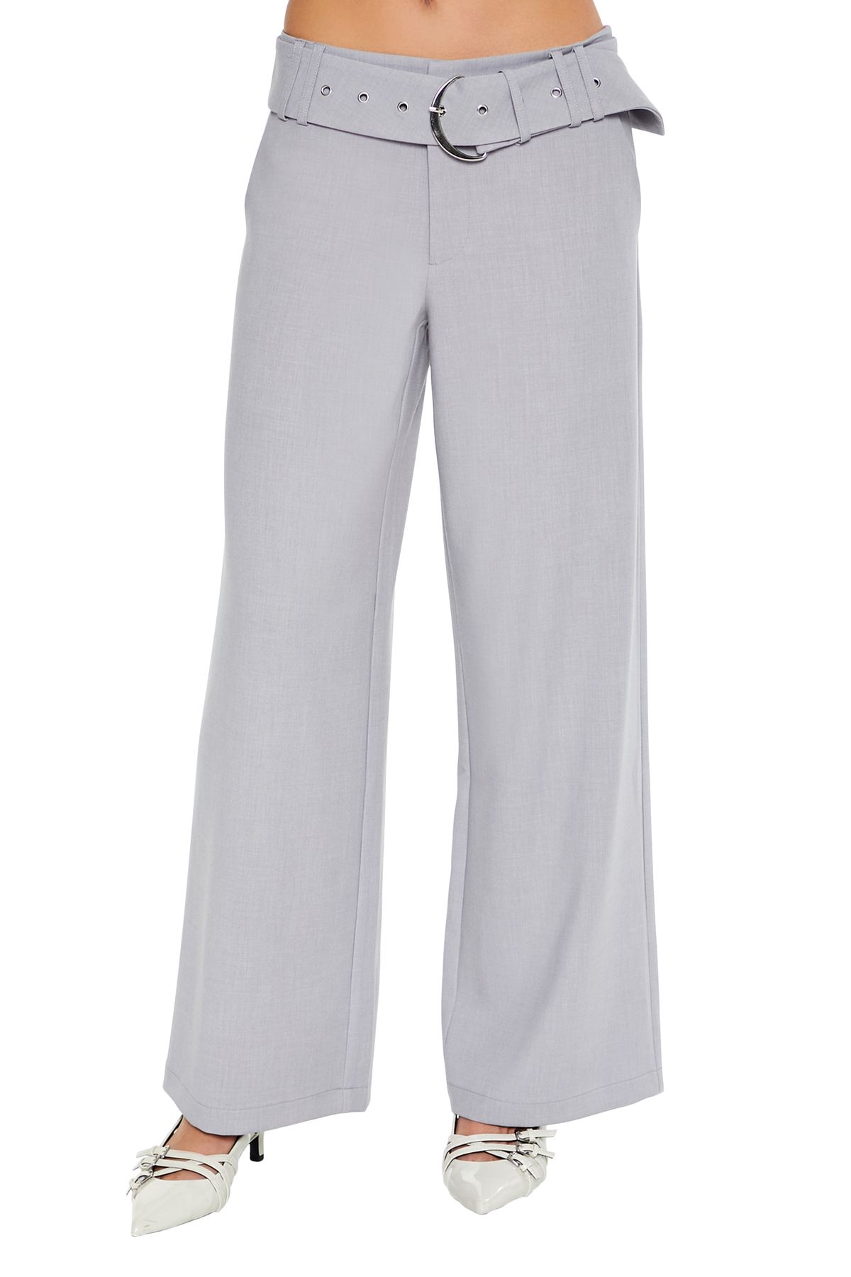 Forever 21 Kemer Detaylı Wide-Leg Pantolon