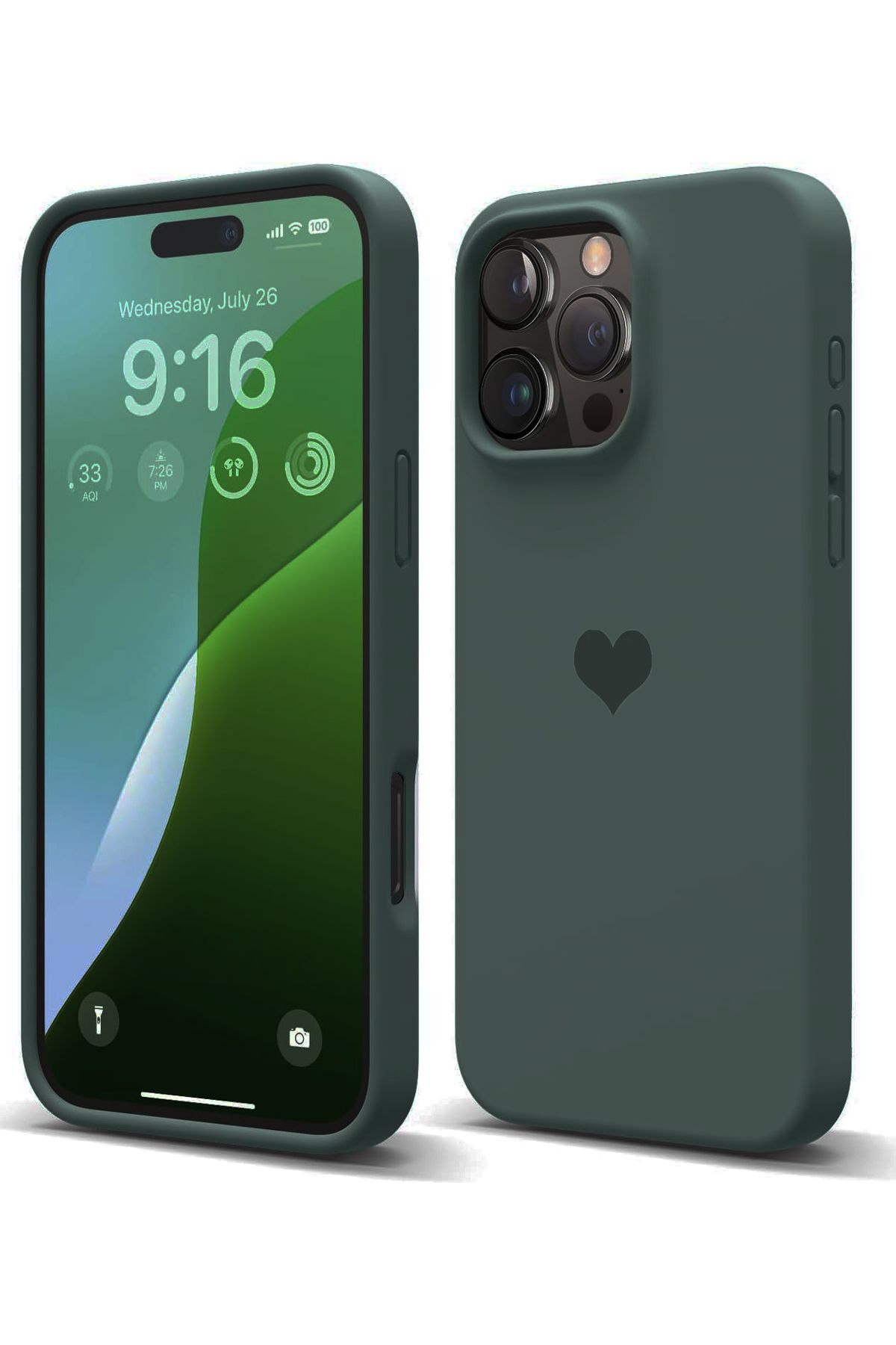 Aksesuarkolic iPhone 16 Pro Max İçin Kalp Logolu İçi Kadife Silikon Kılıf