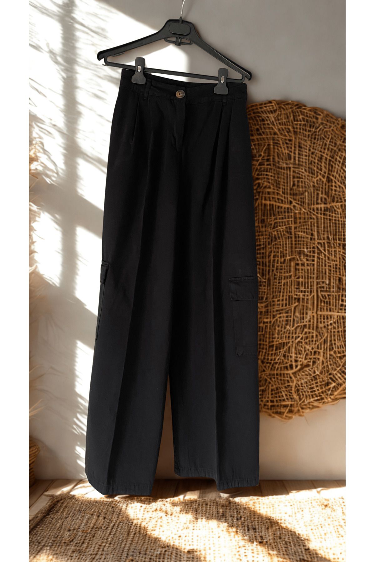 My Fashion KARGO CEPLİ GABARDİN PANTOLON-SİYAH