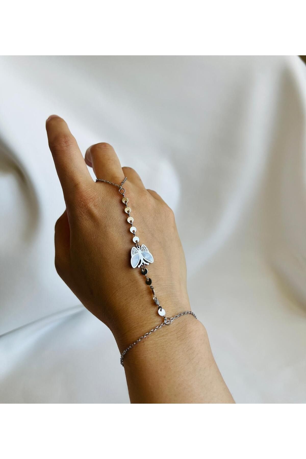 ESDE Kelebek Figürlü Çelik Kararma Yapmaz Silver Şahmeran