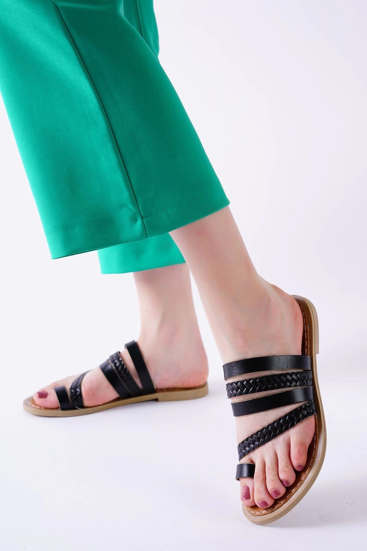 ETİLER COLLECTION Aboll Siyah Cilt Terlik