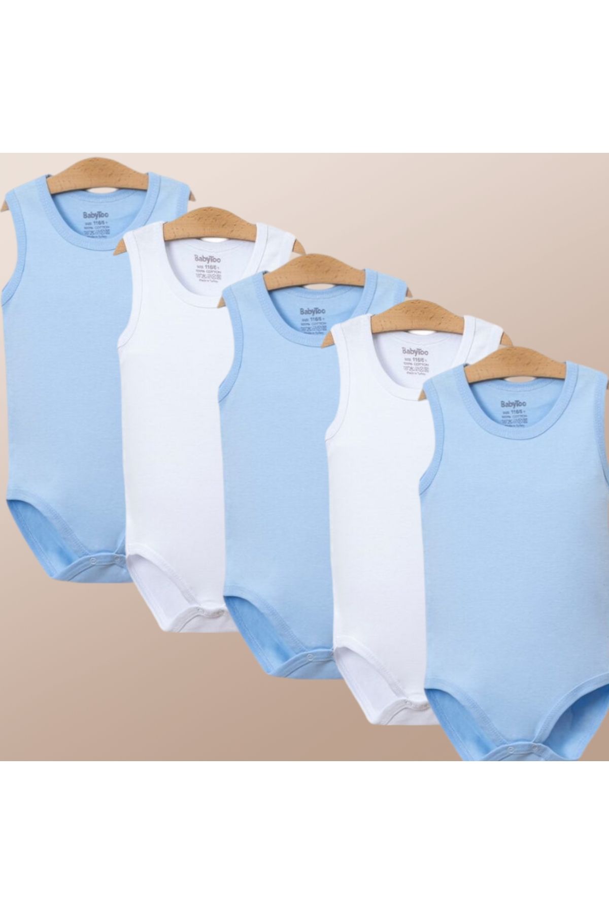Babytoo Erkek Bebek Çıtçıtlı Body Zıbın %100 Pamuklu