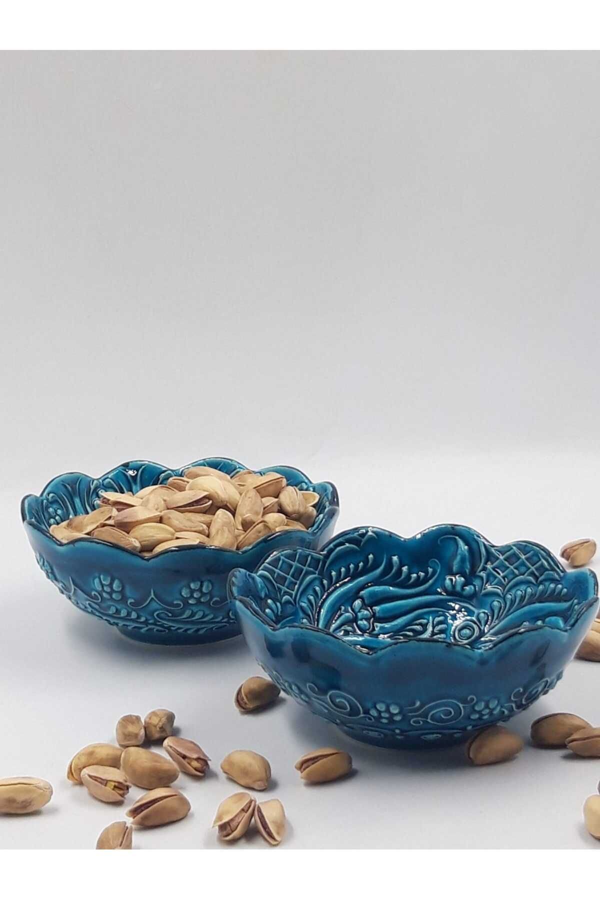 TTSERAMİK El Yapımı Turkuaz Seramik Kase – 10 cm | 4’lü Set | Çerezlik, Sosluk, Kahvaltılık & Meze Sunumluk