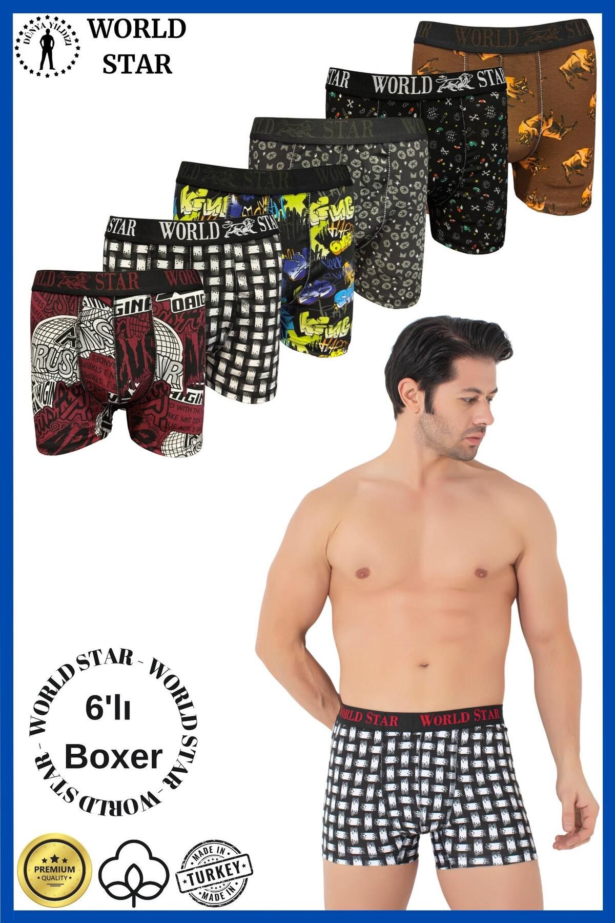civetta 6'lı Pamuklu Karışık Desenli Erkek Boxer