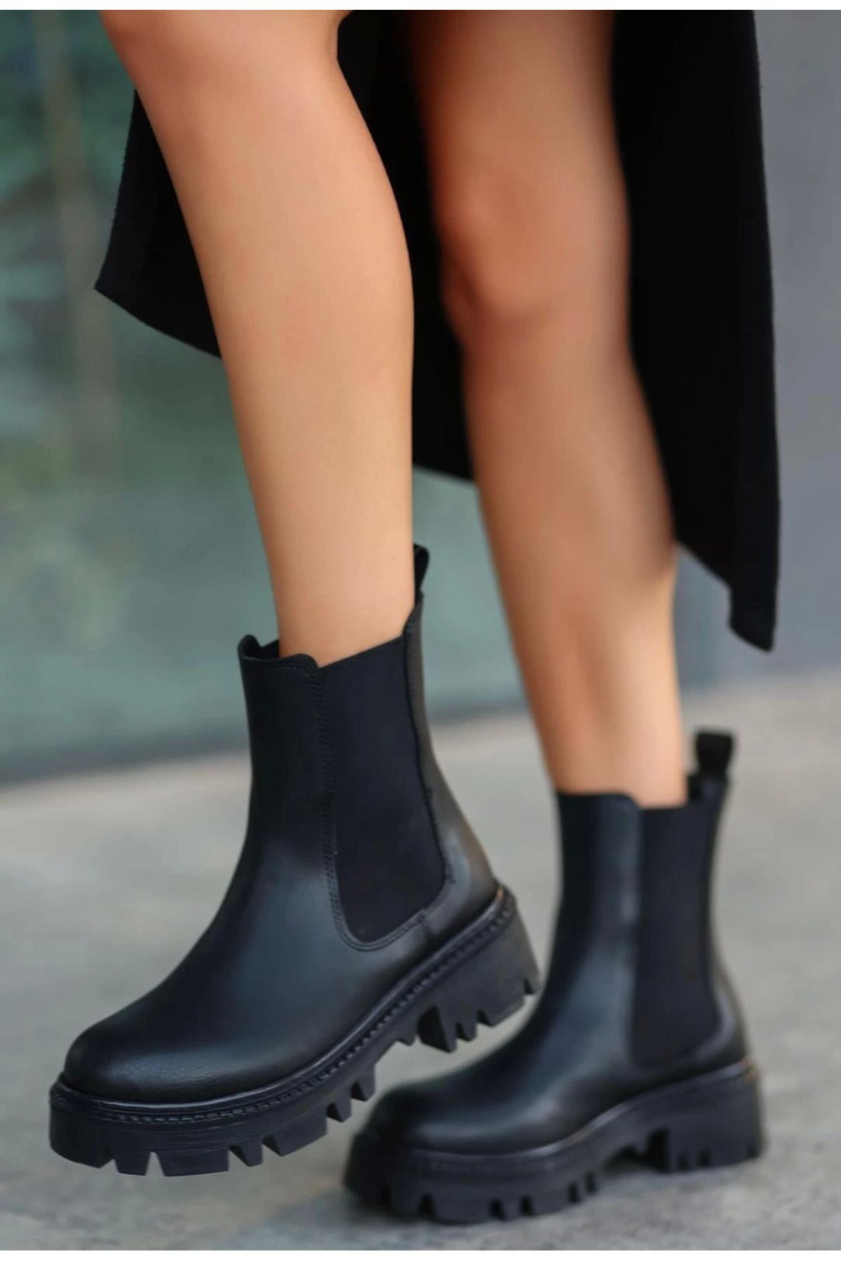 ETİLER COLLECTION Ninle Siyah Cilt Topuklu Bot