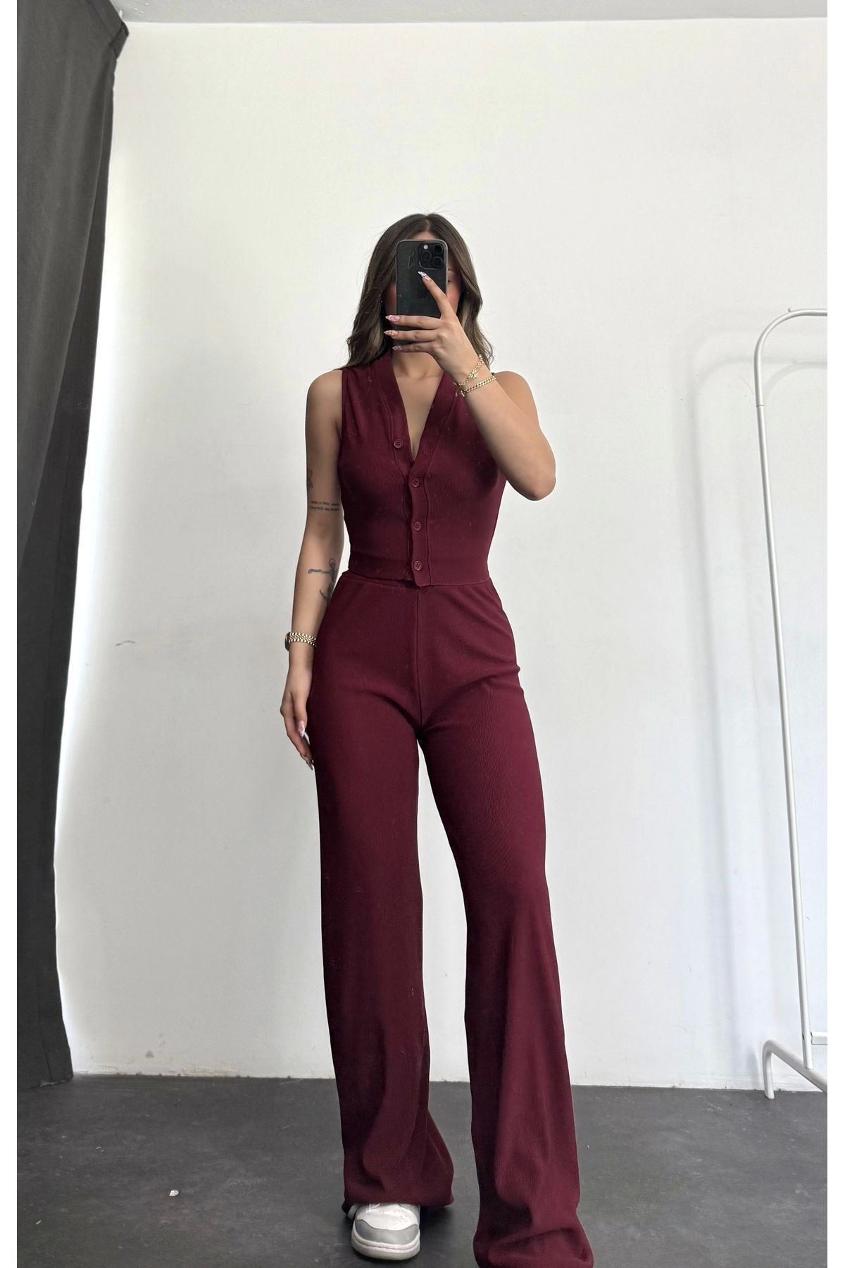 nona butik Penn Yelek Takım - Bordo