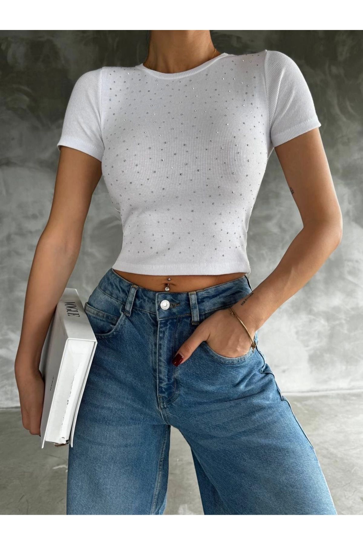 ETİLER COLLECTION Taş baskılı kaş korse bluz
