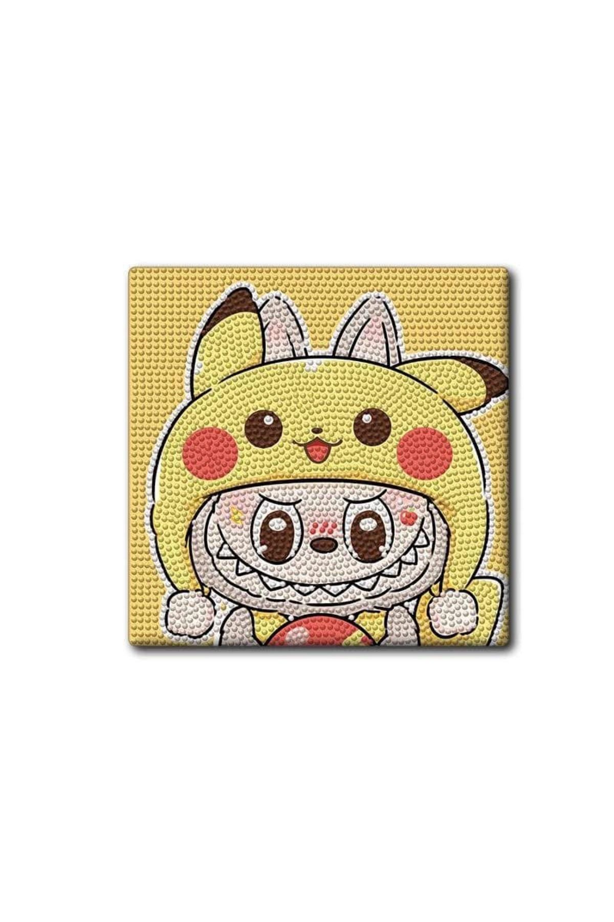 synshop Labubu Pikachu Elmas Mozaik Kendin Yap Dıy Boyama Seti Boncuklu Taşlı Tablo Tuval Sanat Kit Taşlama