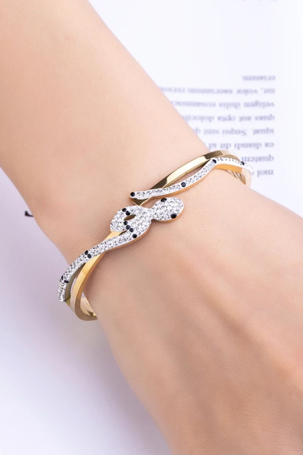 laria jewelry Motifli Yılan model Kelepçe Bileklik