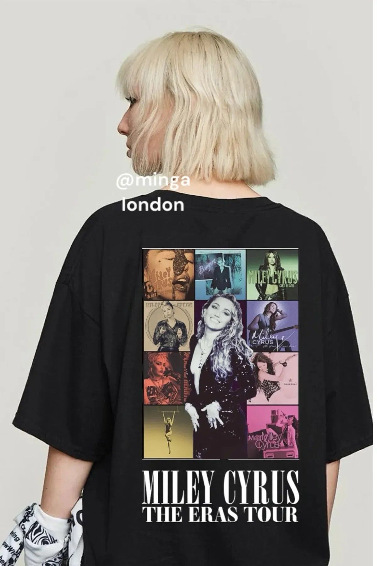 DEEFWEAR Siyah Miley Cyrus The Eras Tour Ön/Arka Baskılı Oversize Unisex T-shirt
