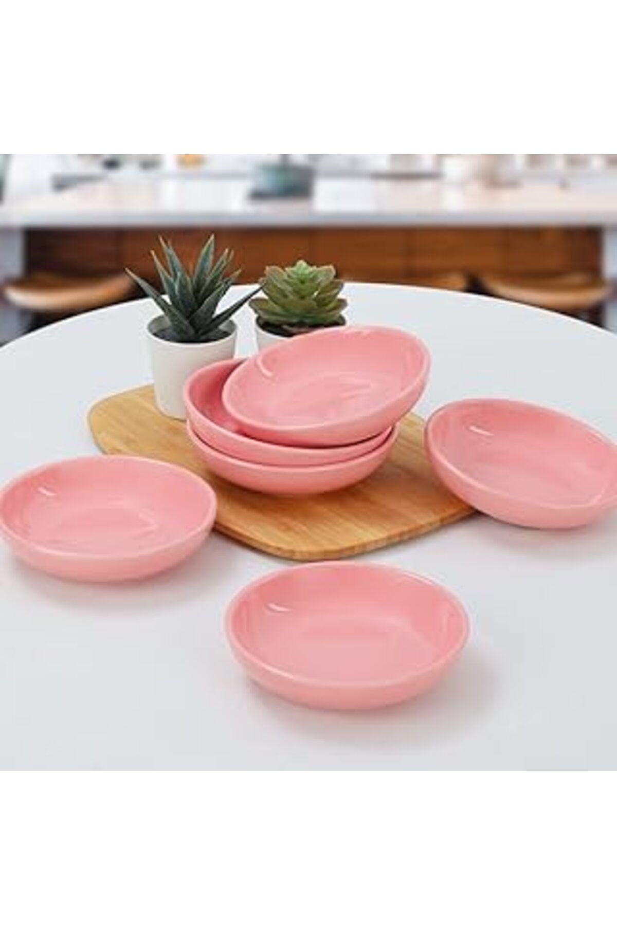 ASİTAN Keramika Pembe Halka Çerezlik/Sosluk 13 Cm 6 Adet