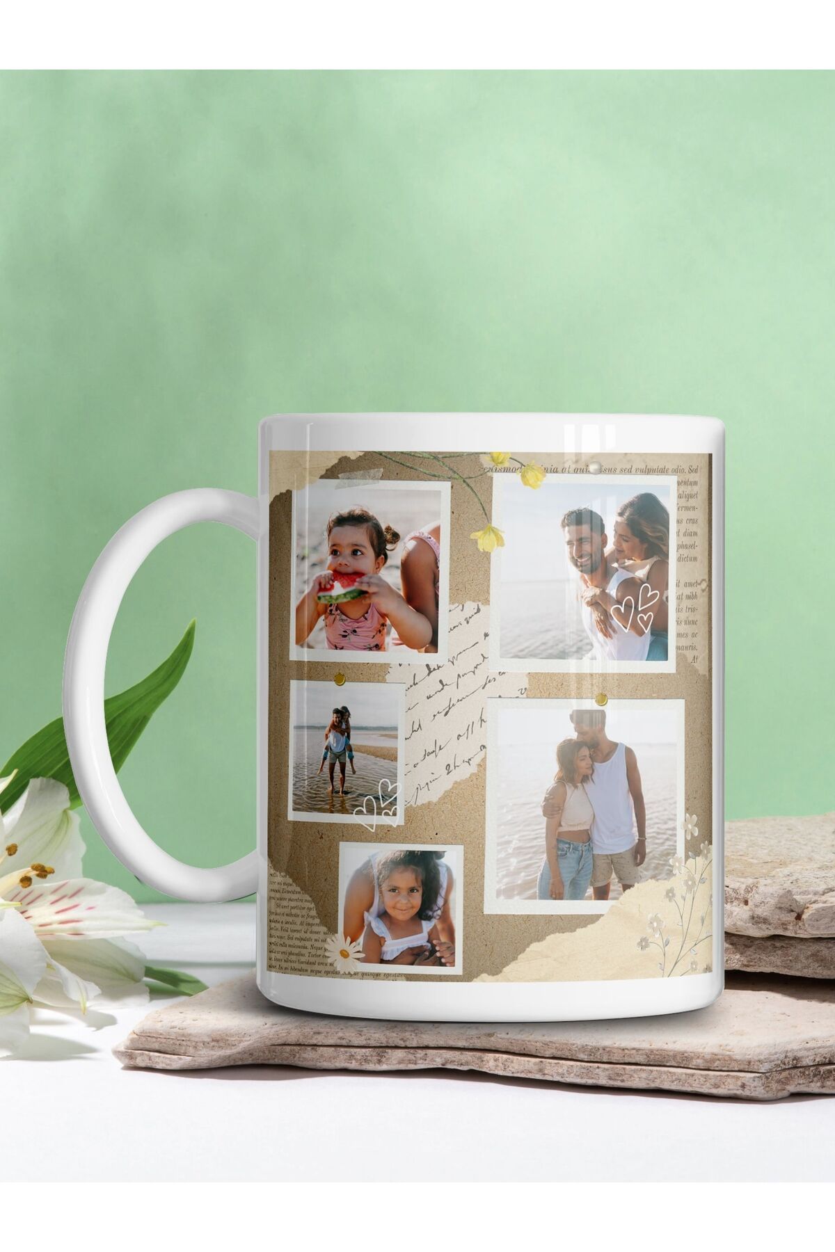 kuphane Kişiye Özel Fotoğraflı Kolaj Kupa | Anı Temalı Hediye | Sevgiliye, Eşe, Aileye Özel Tasarım