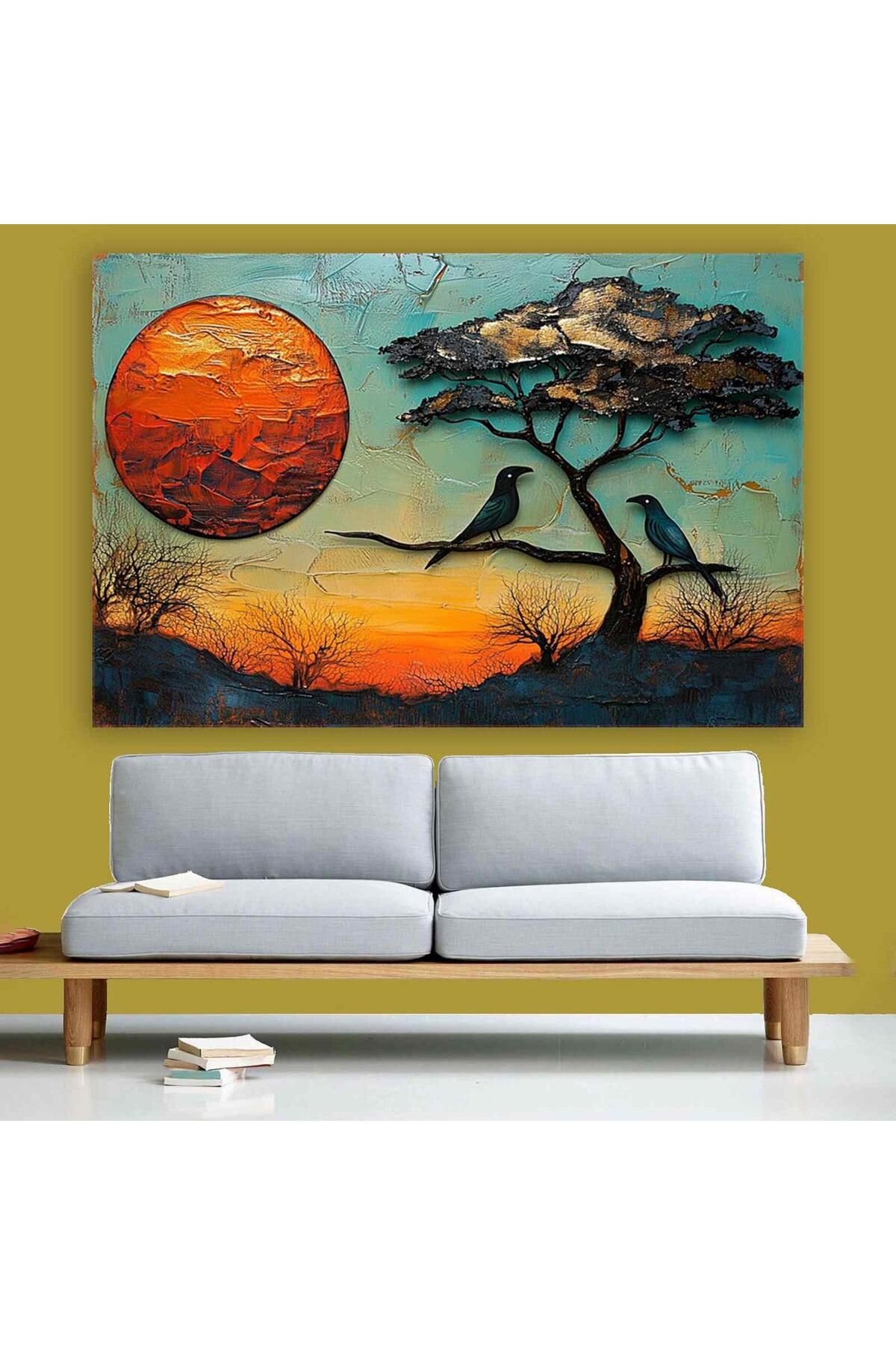 Ritmo Canvas Yağlı Boya Doğa ve Kuşlar Kanvas Tablo