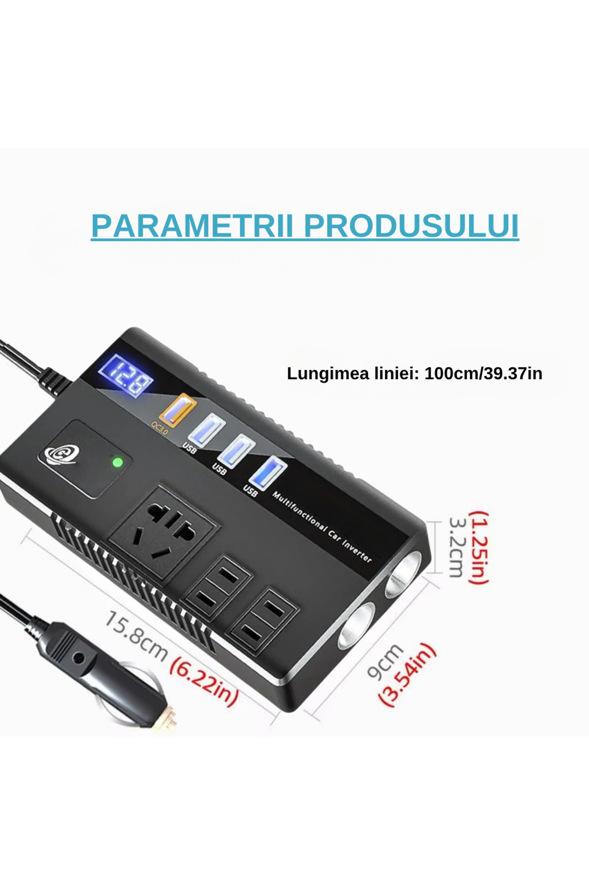 LUDORA-Car inverter, charger, 220V, 12V/24V, 200W, PD fast charging, 3 UBS-C, 1 Type-C, 1 socket 16