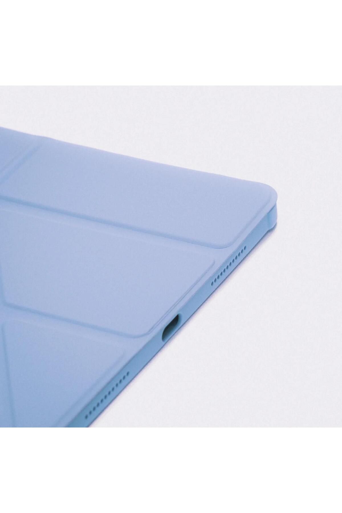 Case iPad 9.7 Uyumlu Kalemlikli Smart Kapaklı Tablet Kılıfı – Katlanabilir Mavi Kılıf