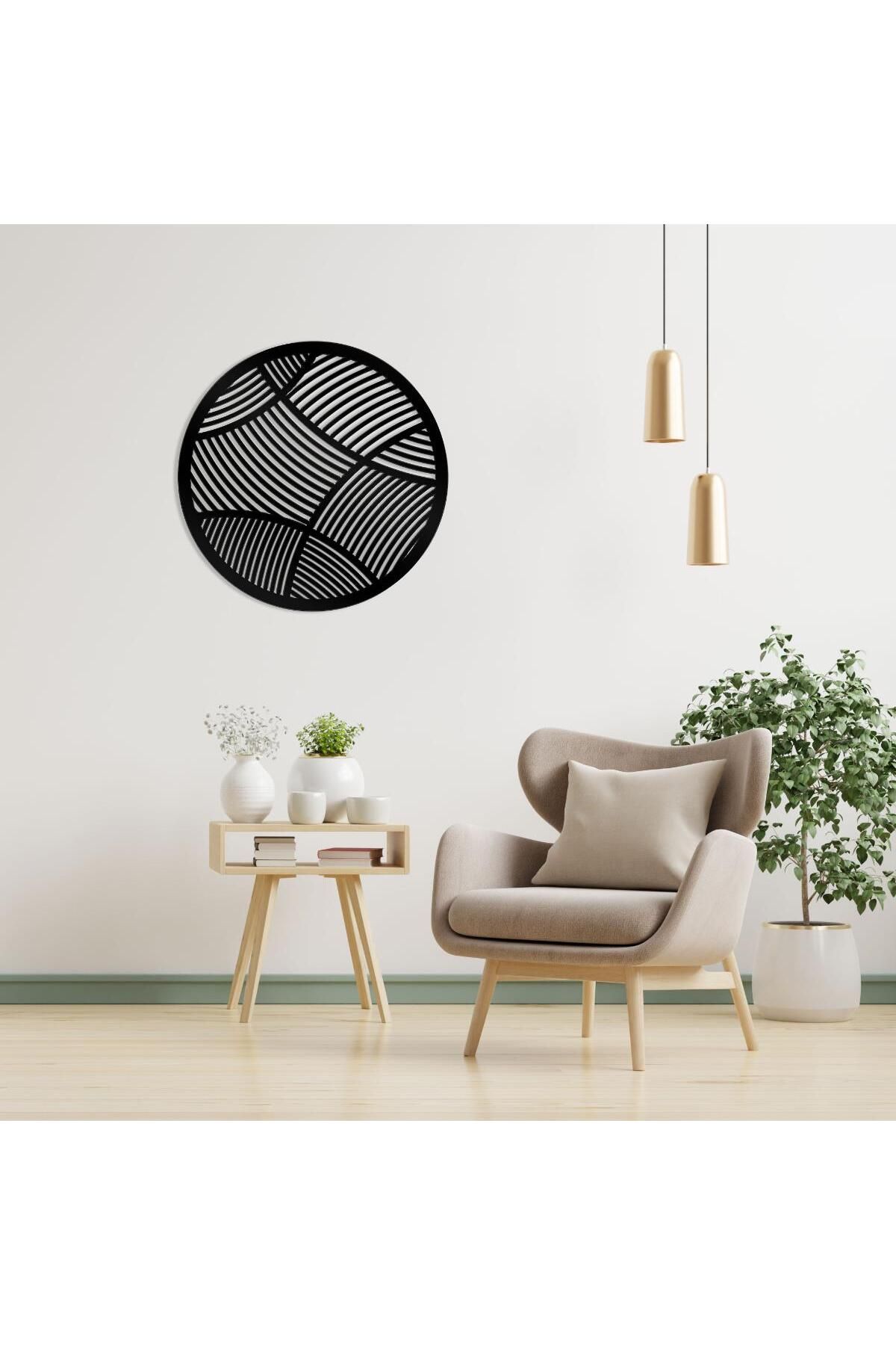 LUNOART Soyut Desenli Yuvarlak Metal Tablo | Modern Duvar Dekoru