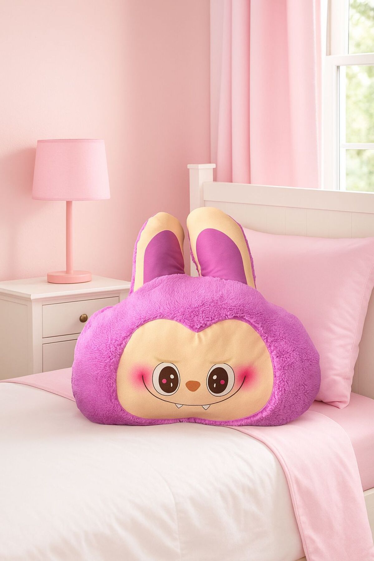 eco sepet Labubu Peluş Dekoratif Yastık, Uyku Arkadaşı Labubu 35 cm Kahve