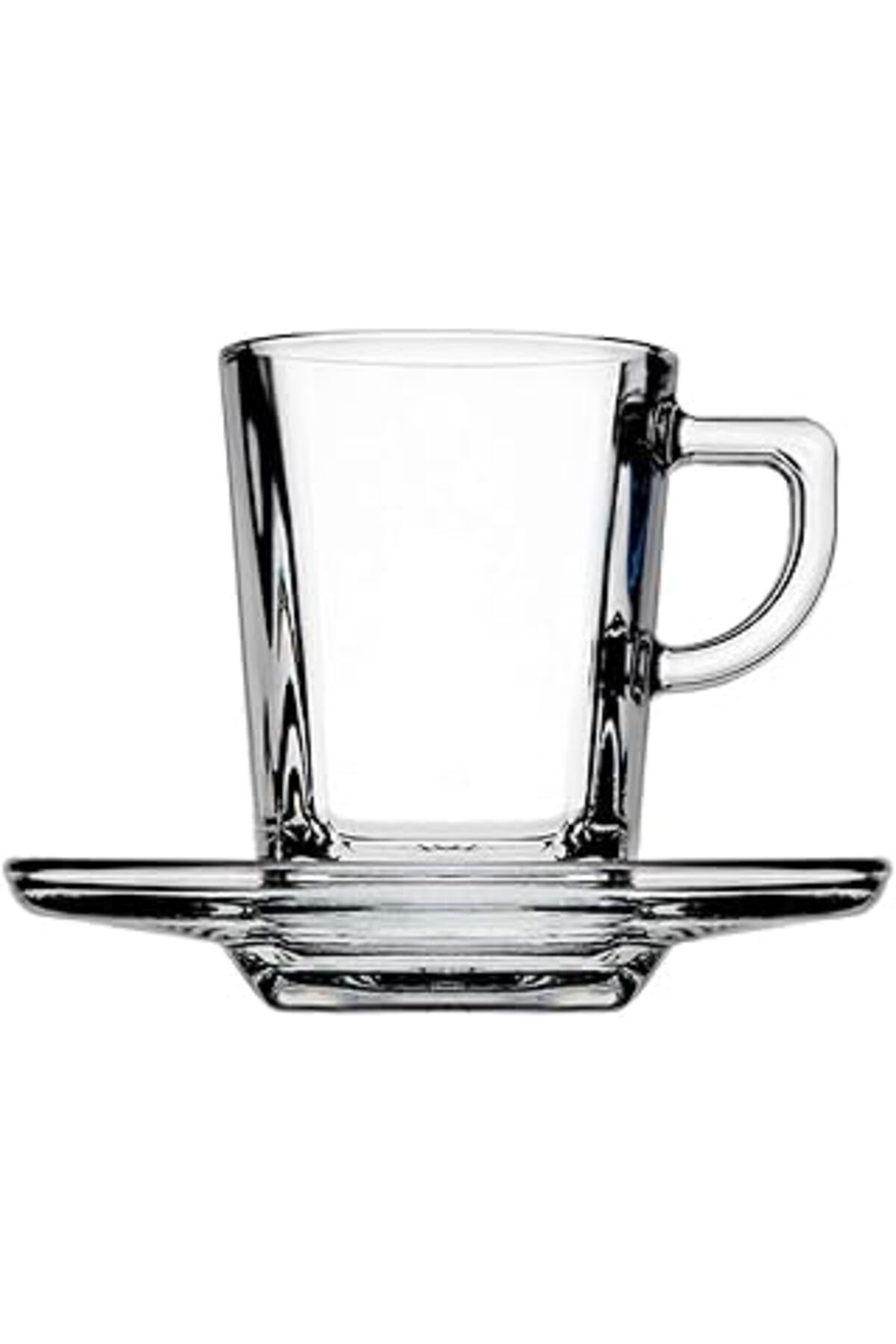 ASİTAN Pasabahce Carre' Service Espressotassen Mit Teller, Glas, Transparent, 6 Stück