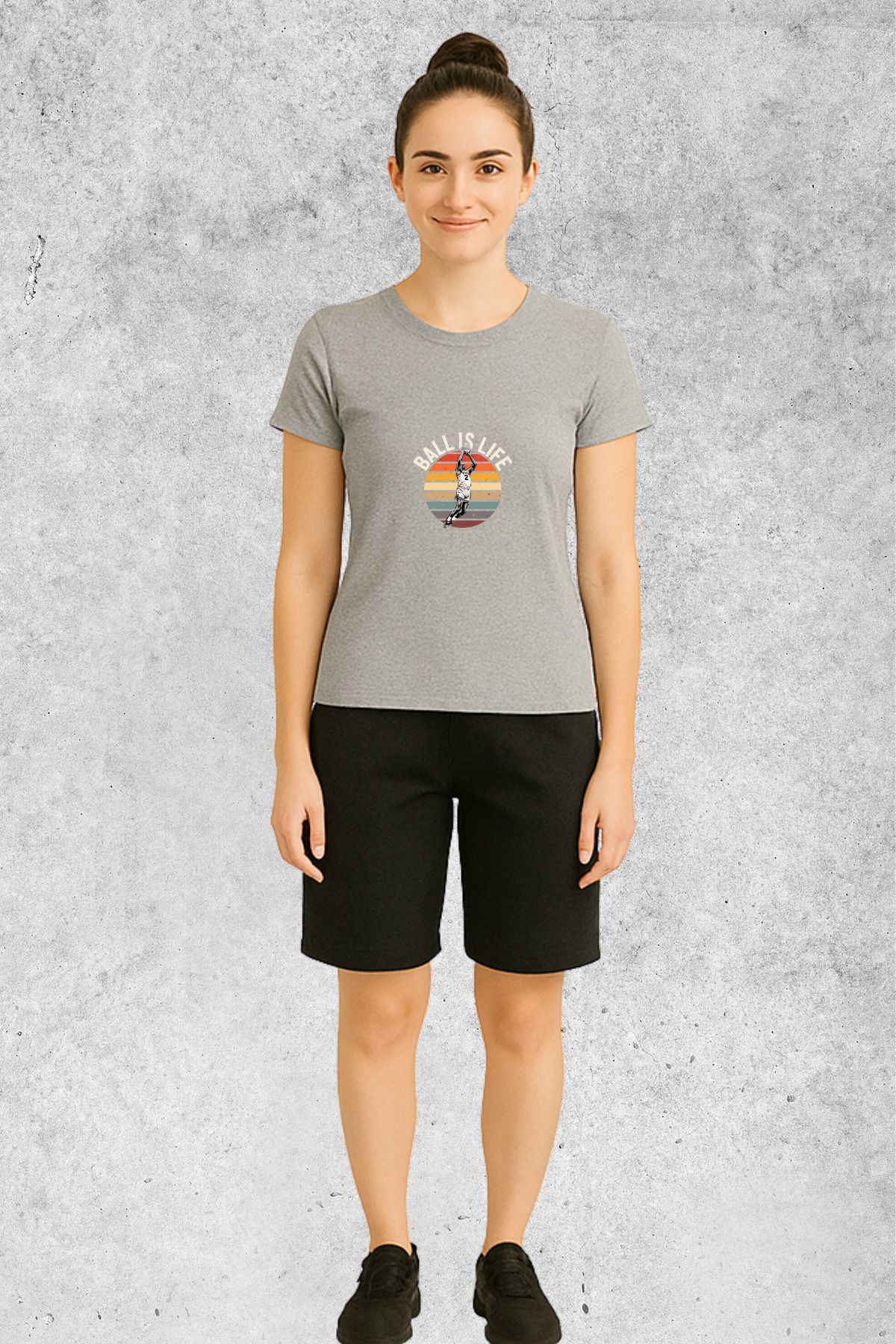 MOLICO Basic unisex sıfır yaka kısa kollu BALL İS LİFE Baskılı TSHİRT