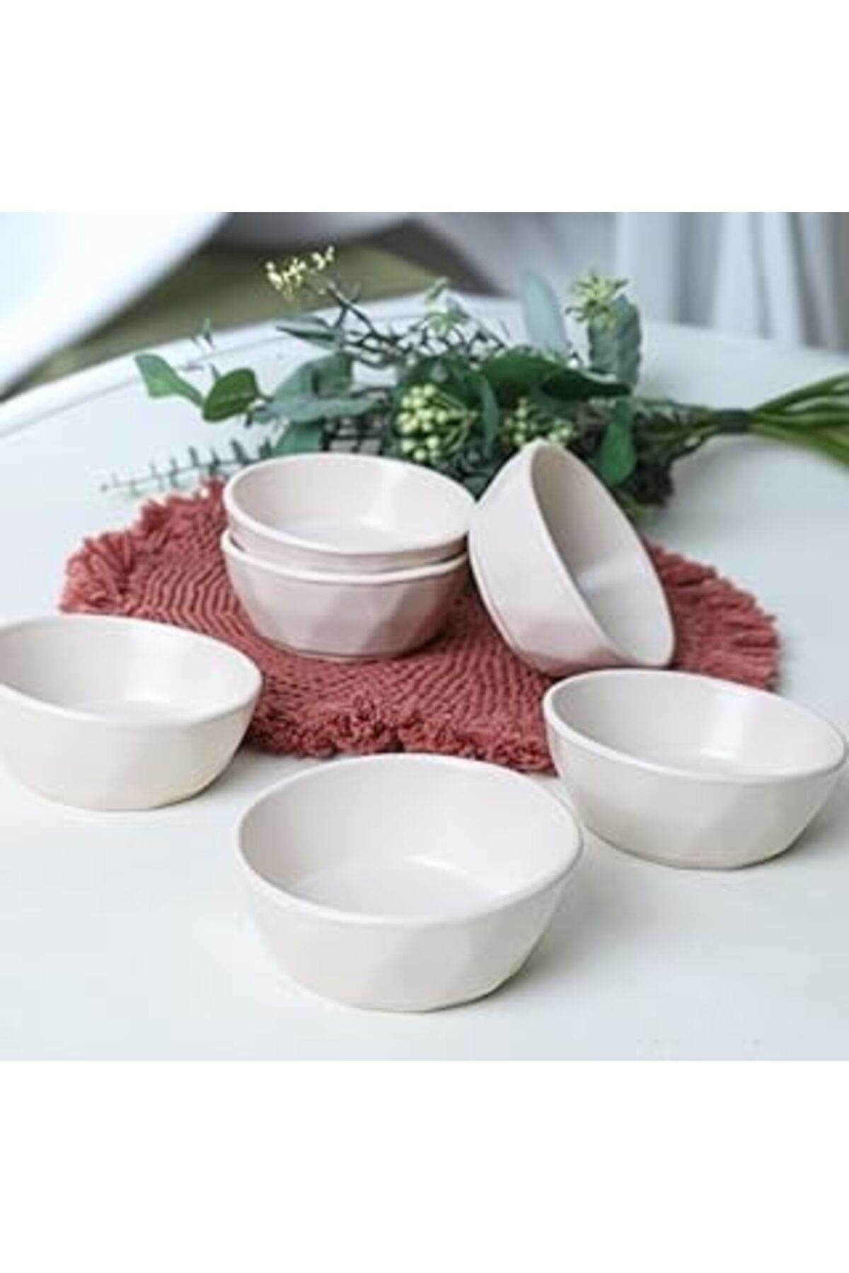ASİTAN Keramika Mat Krem Kristal Çerezlik/Sosluk 12 Cm 6 Adet 950