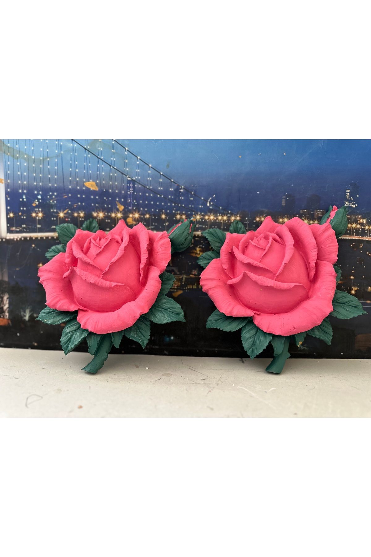 busraconcept Gül dekoratif duvar süsü 2li 25cm