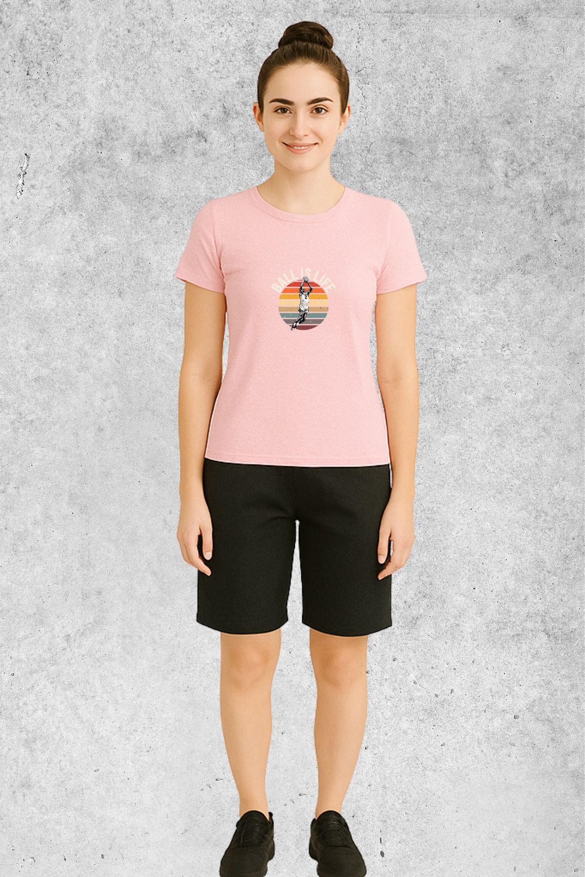MOLICO Basic unisex sıfır yaka kısa kollu BALL İS LİFE Baskılı TSHİRT
