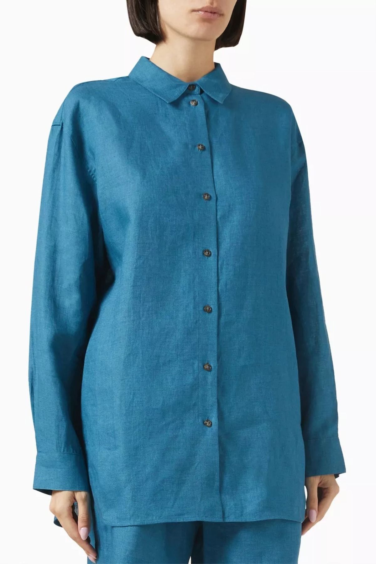 12storeez Cotton Silk Relaxed Shirt, Düşük Omuzlu ve Rahat Kesimli Gömlek