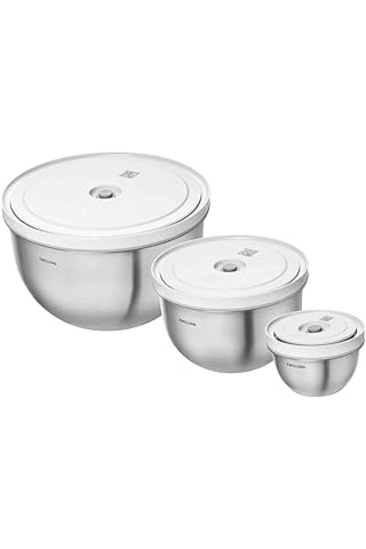Mu Art Ahşap Zwilling Fresh & Save Bowls Vacuum Bowl Set S/M/L / 6-Parça, Paslanmaz Çelik, Gümüş Beyazı