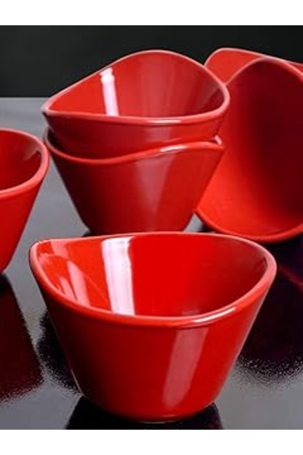 ASİTAN Keramika Kırmızı Bayrak Tigela Çerezlik/Sosluk 11 Cm 6 Adet