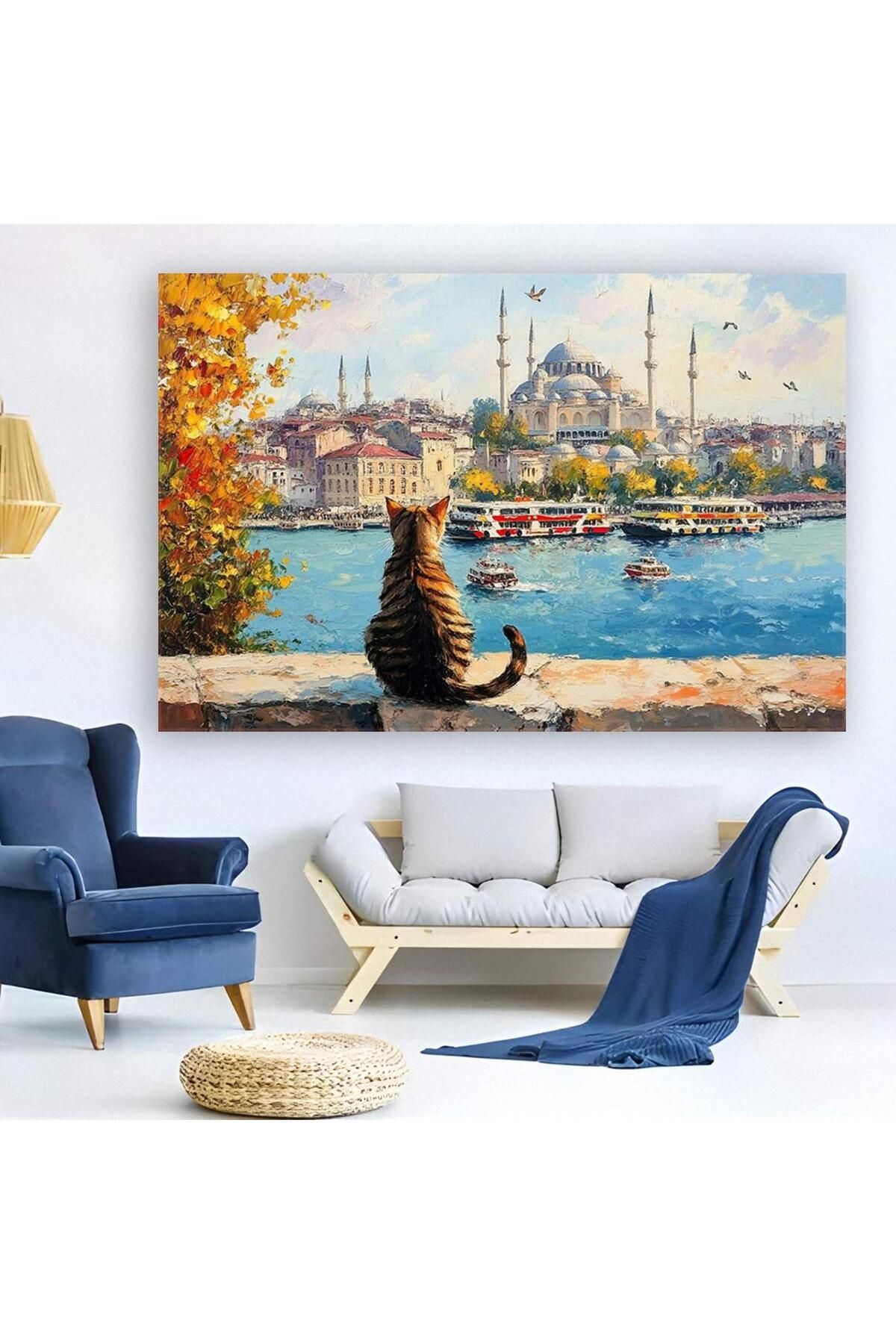 Ritmo Canvas İstanbulu Seyreden Kedi Kanvas Tablo