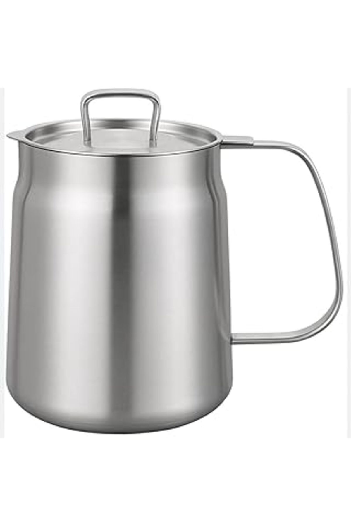 ASİTAN Mallart® 304 Paslanmaz Çelik Yağ Süzgeçli Sürahi 2 Litre – İnce Filtreli, Kapaklı, Ergonomik Saplı,