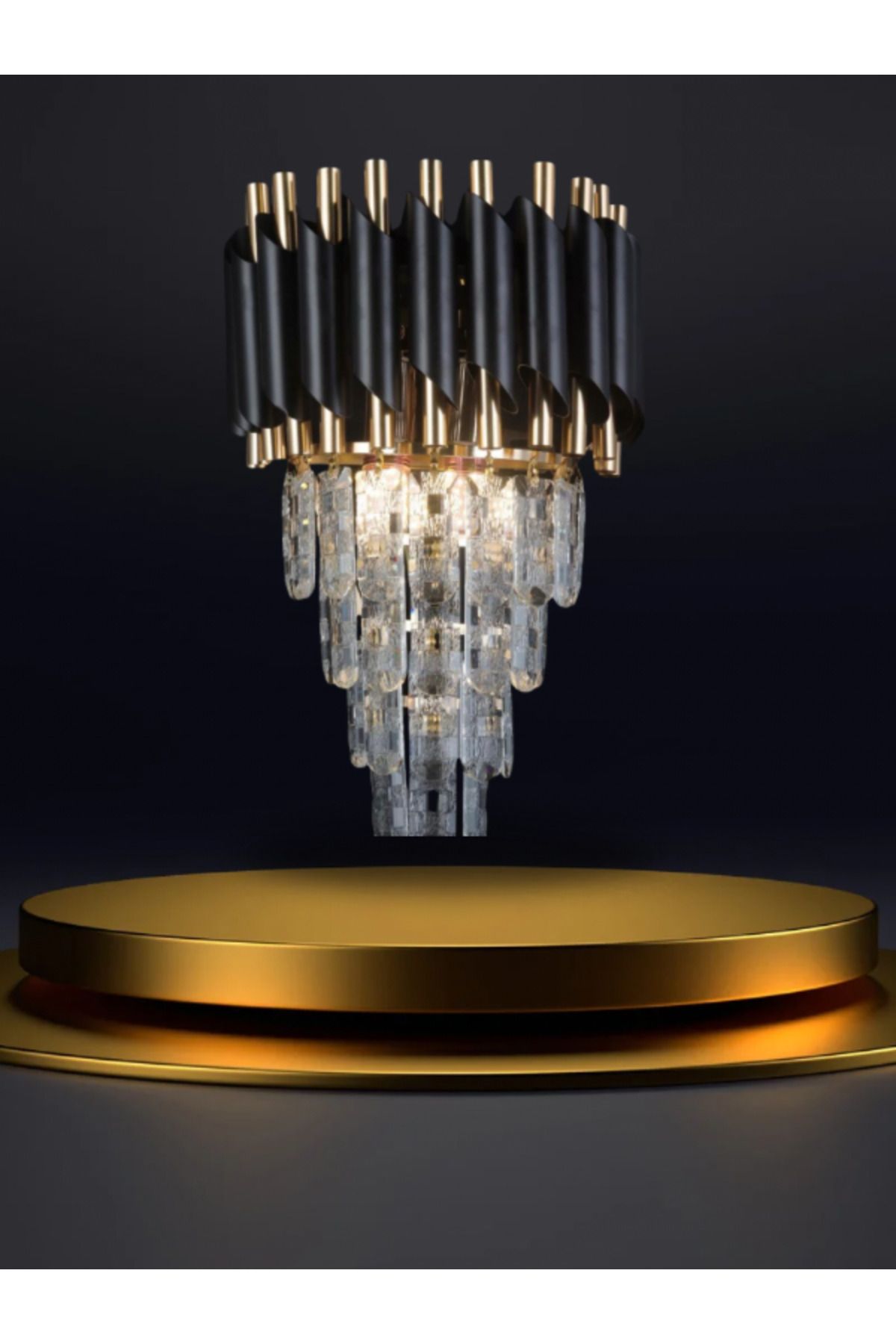 AVİZEHOME KRİSTAL TAŞLI SİYAH GOLD SPOR APLİK E27