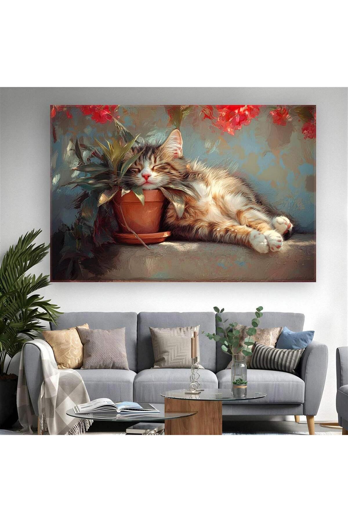 Ritmo Canvas Uyuyan Yavru Kedi Kanvas Tablo