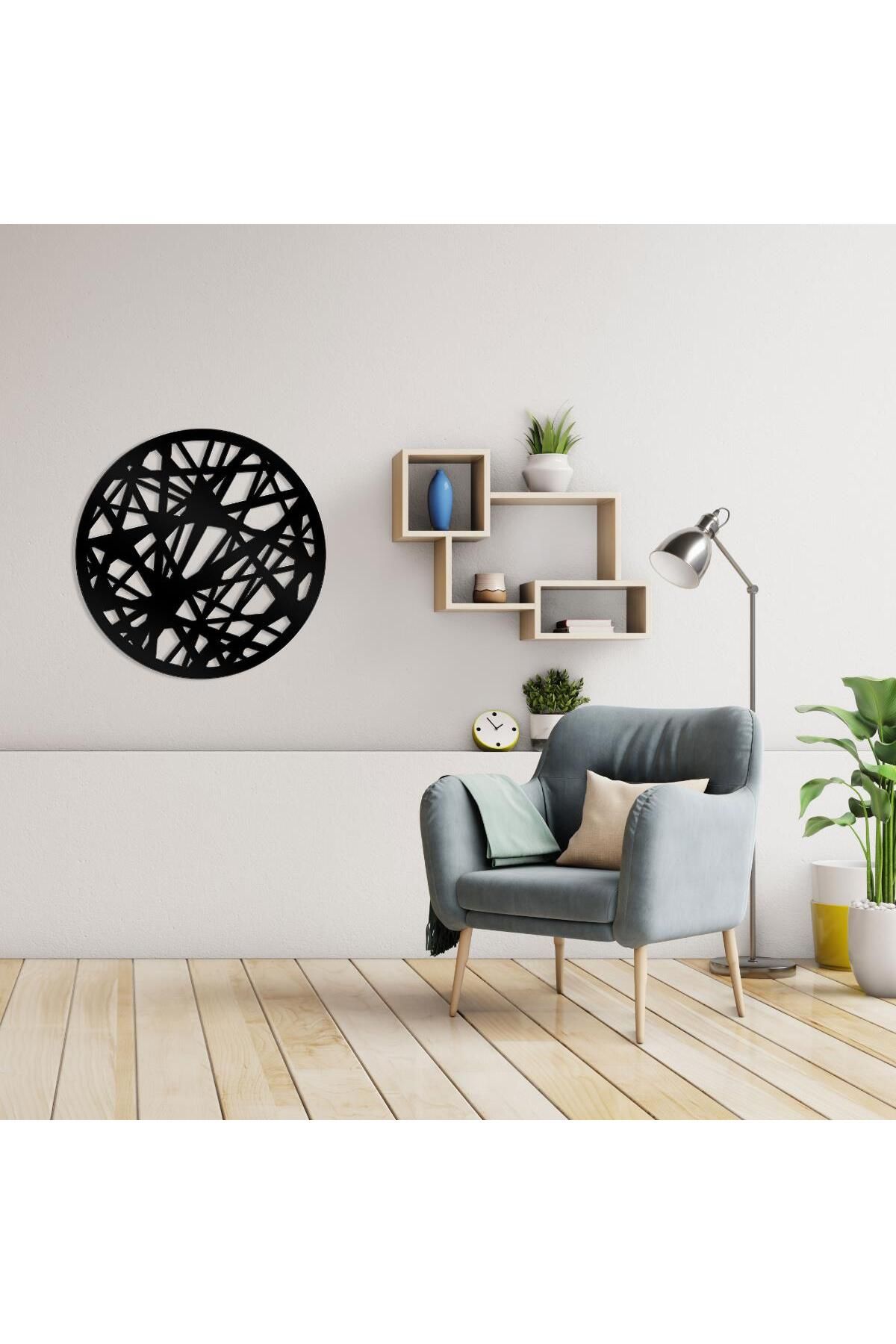 LUNOART Soyut Kırık Desenli Yuvarlak Metal Tablo | Modern Duvar Dekoru