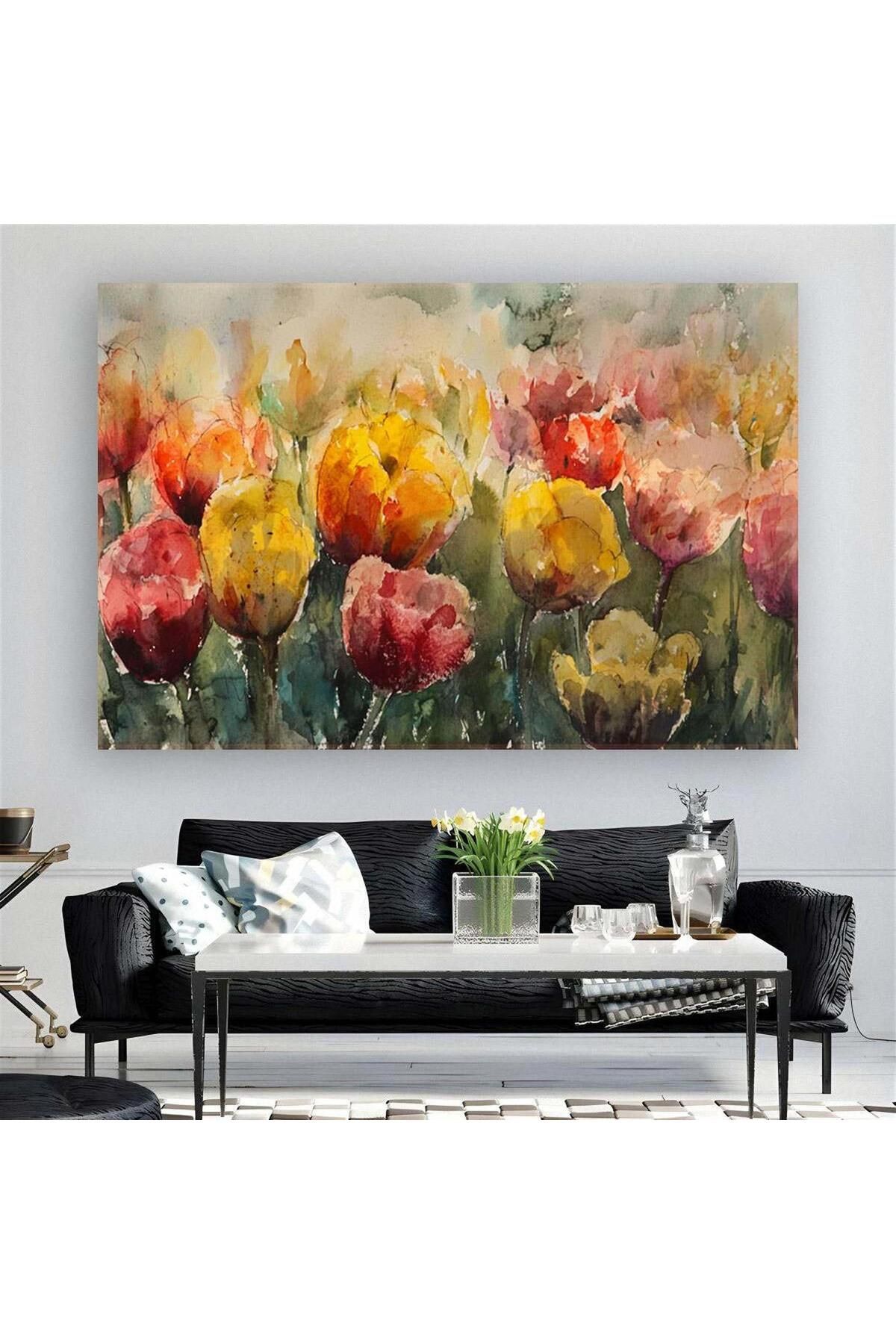 Ritmo Canvas Sarı Kırmızı Laleler Kanvas Tablo